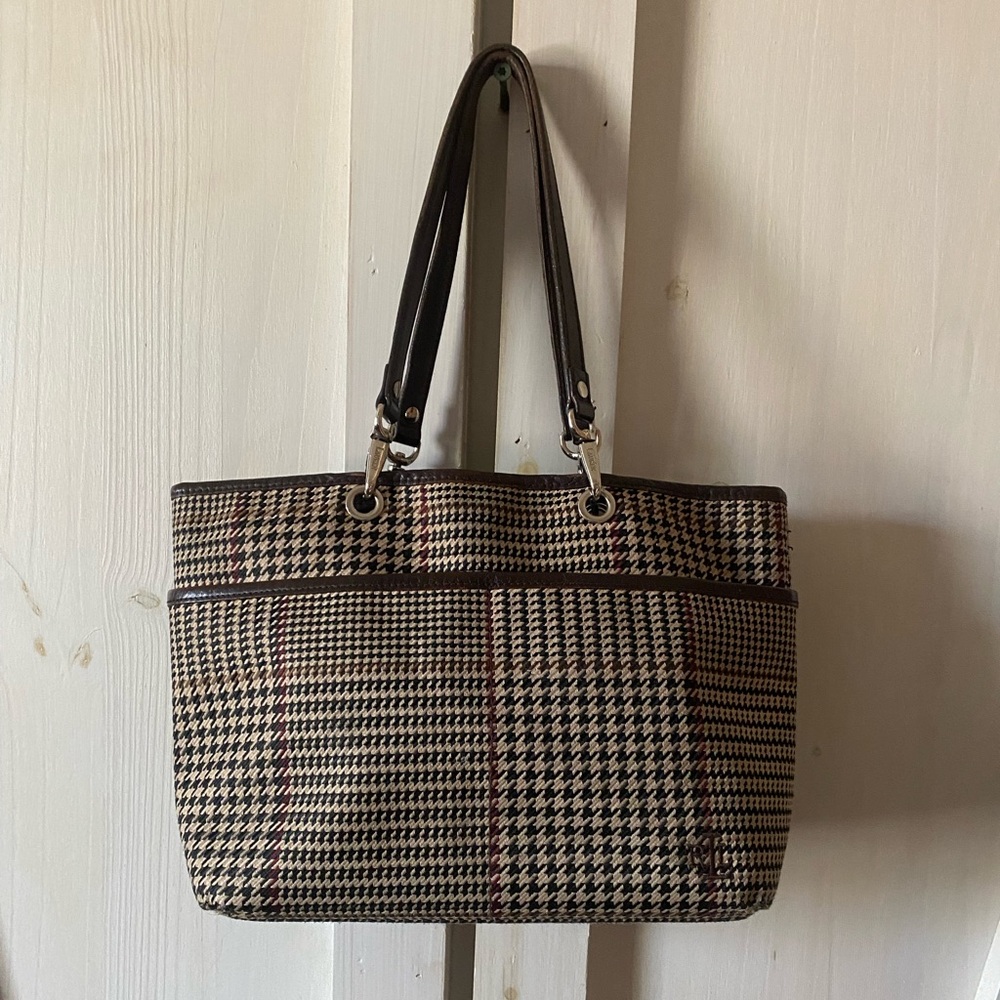 Ralph Lauren Houndstooth Shoulder Bag - Picture 2 of 14